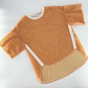 3.1 Phillip Lim Peach Tan Mesh High Low sheer Short Sleeve Tee Shirt Top